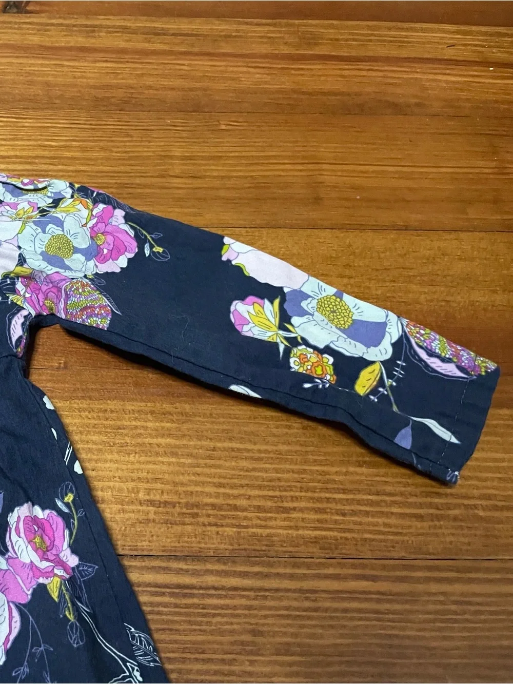 Tiny Tot Threads Navy Floral Long-Sleeve Dress with Peacock Print Size 2T